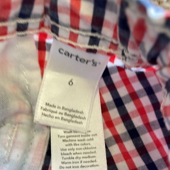 🇺🇸🎇Carter’s size 6 gingham shorts red white and blue with adjustable waist - Picture 5 of 6